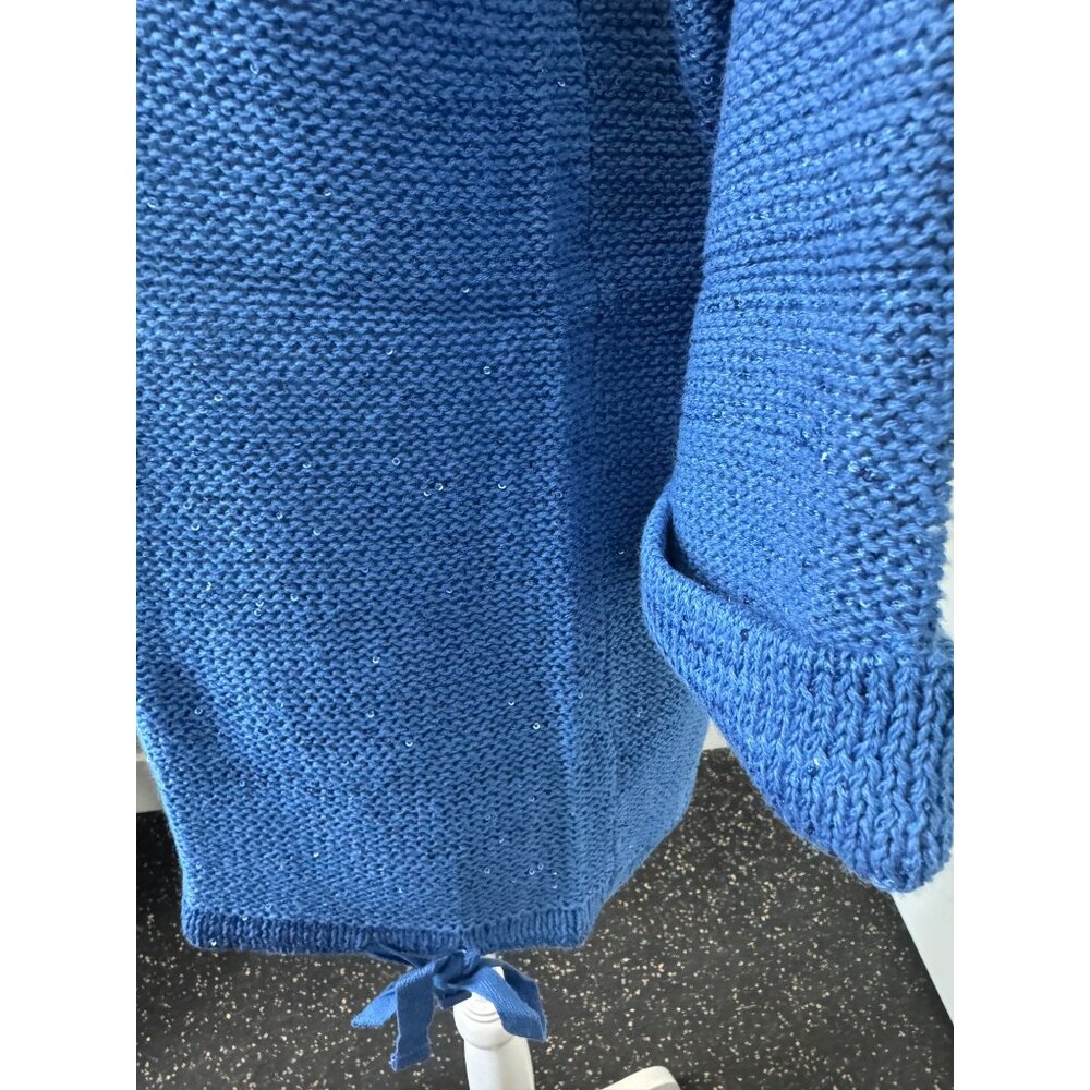 DKNY Jeans Womens 1X Sequin V-Neck Light Sweater Blue Soft Comfortable - Picture 6 of 11